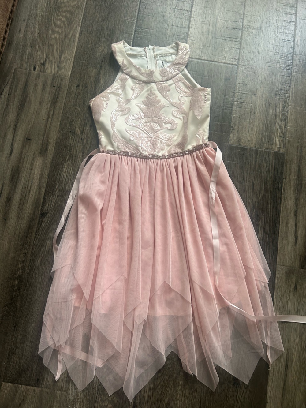 Rare Editions Pink and Ivory Lined Dress